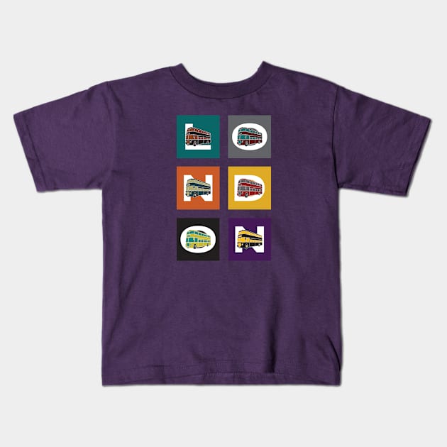 London Double Decker Kids T-Shirt by mangulica